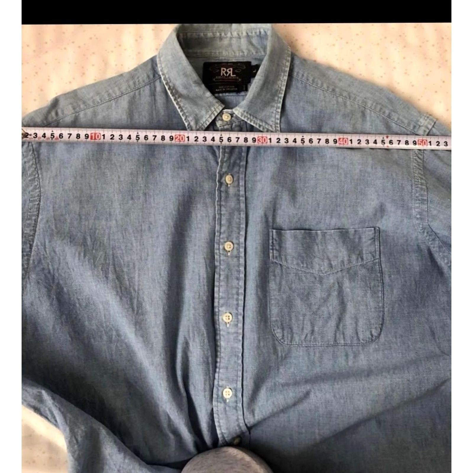 Ralph Lauren RRL RALPH LAUREN Men's Long-Sleeve Shirt L Light Blue Solid Casual USED Size US L / EU 52-54 / 3 - 6 Thumbnail