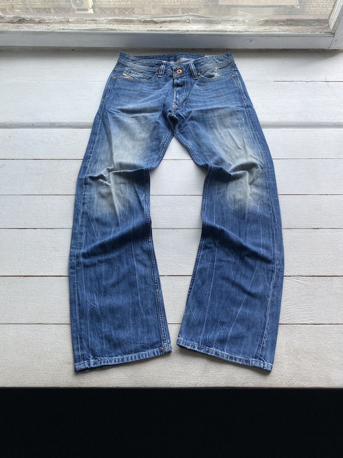 🔥Diesel Opium Punk Gothic Blue Distressed Jeans Y2k rare