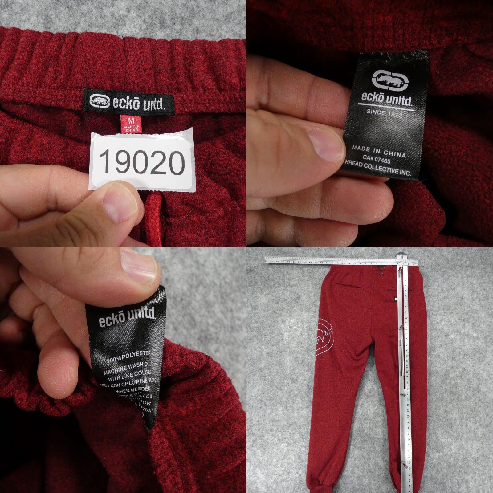 Ecko Unltd. Ecko Unltd Pants Mens M Fleece Jogger Red Drawstring Logo Spell Out Size US 31 - 8 Thumbnail