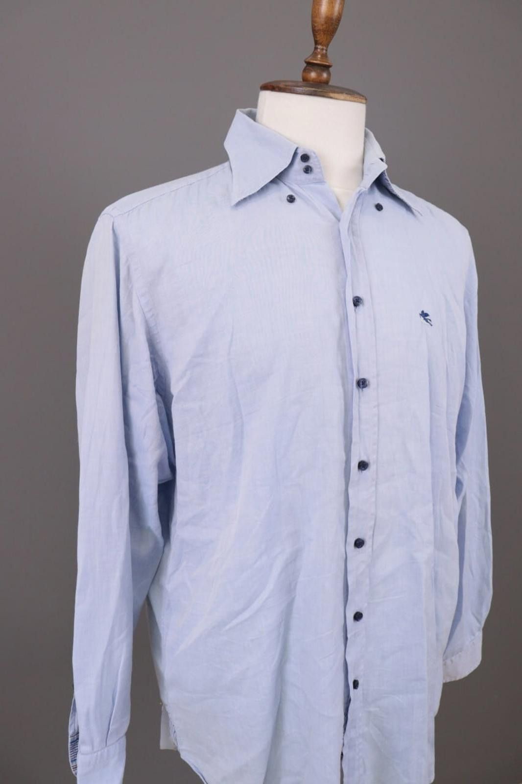 Etro Etro Milano Blue Formal Oxford Dress Shirt 44 Size US M / EU 48-50 / 2 - 5 Thumbnail