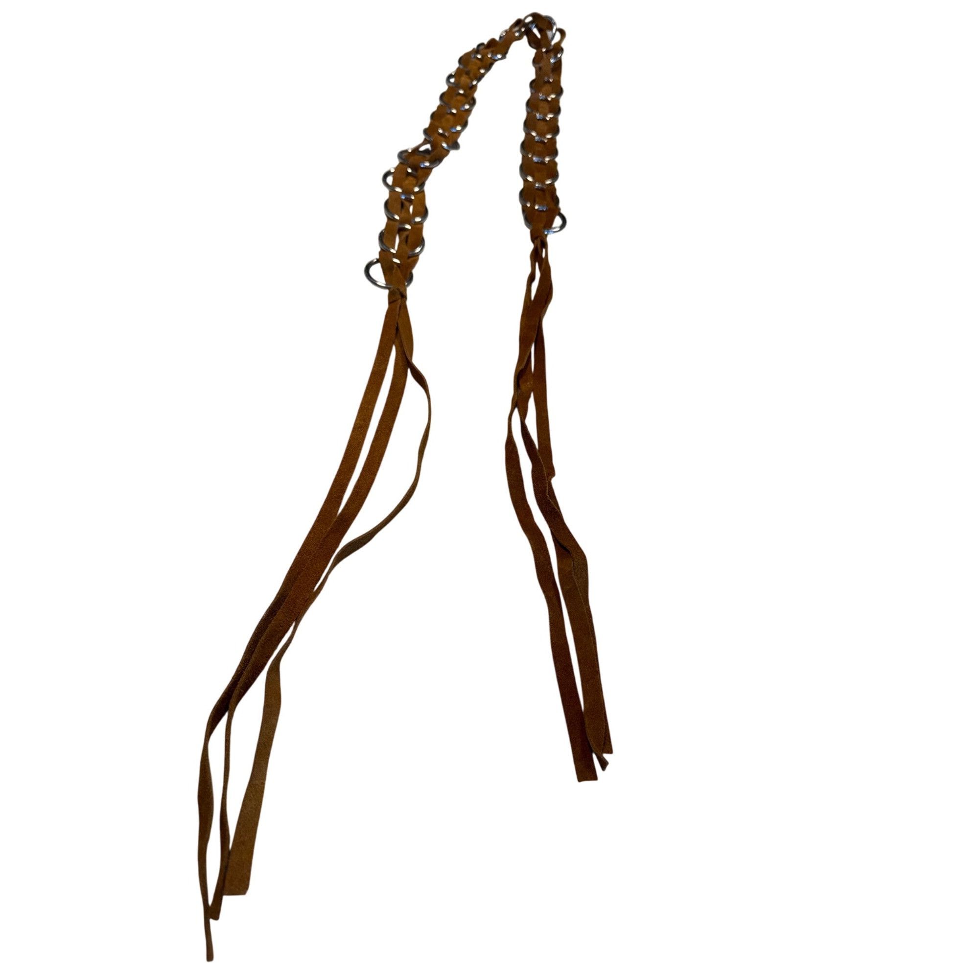 Vintage Brown Leather & Silver Hoop womens leather belt SKU 6996 Size ONE SIZE - 4 Thumbnail