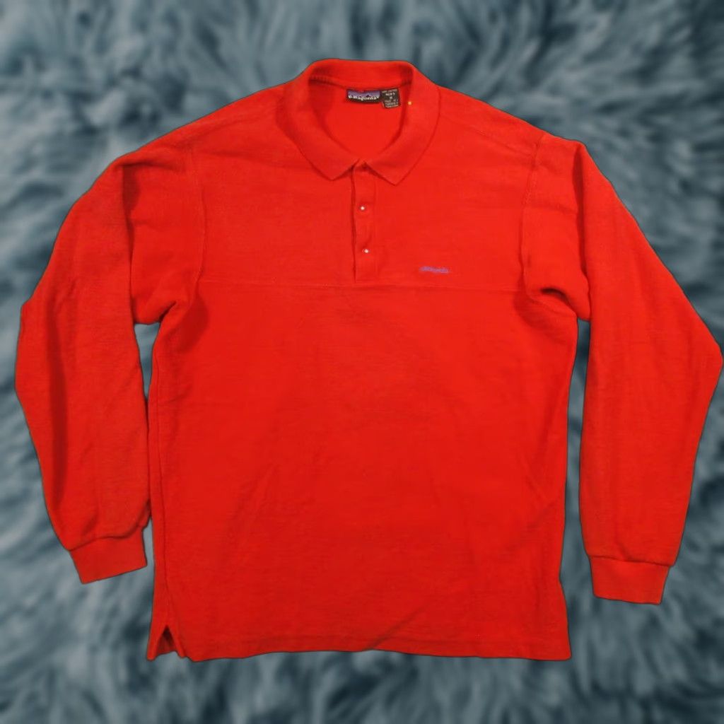 Patagonia VINTAGE Patagonia Long Sleeve Polo Shirt Mens M Red Snap Collar Cotton Knit Size US M / EU 48-50 / 2 - 1 Thumbnail