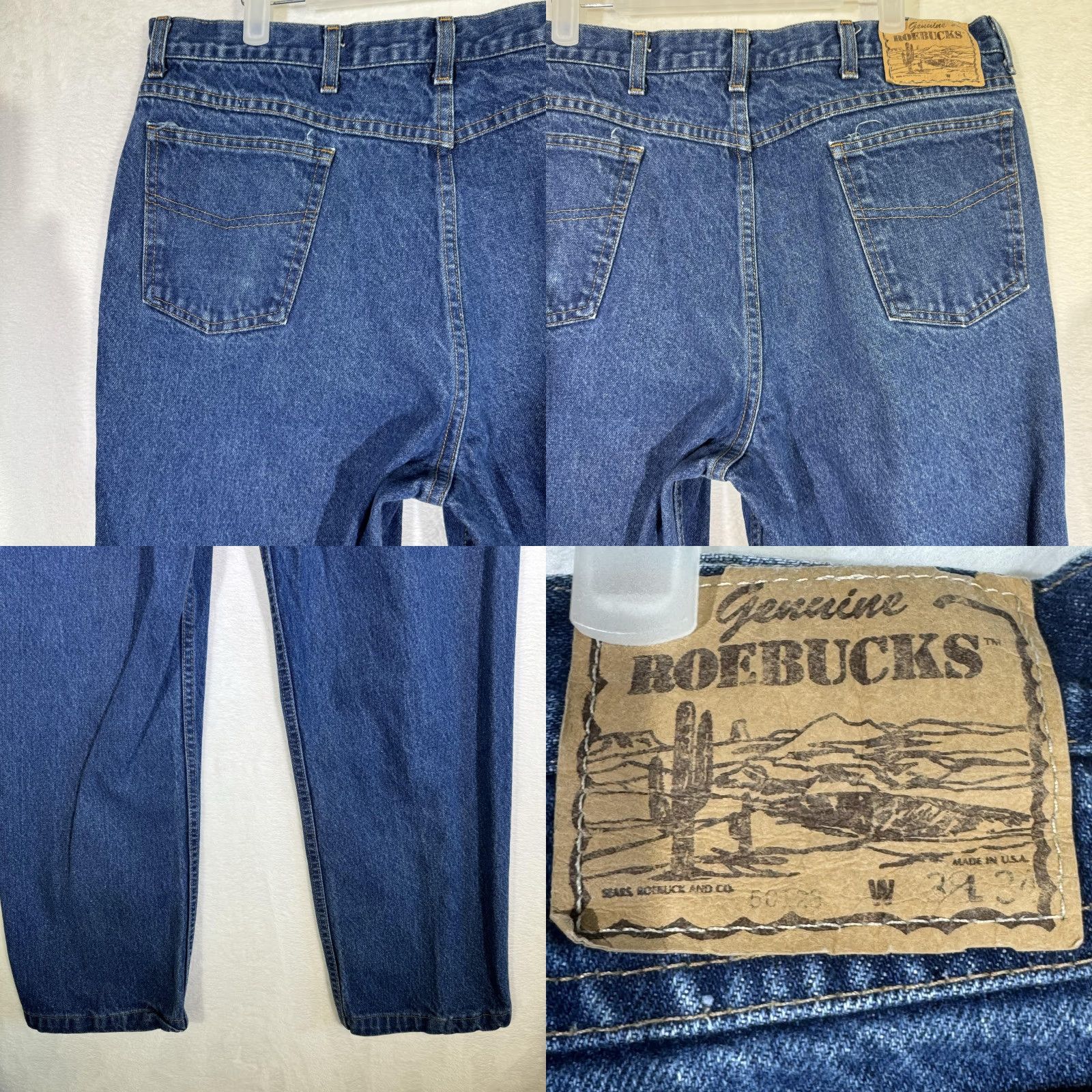 Vintage VINTAGE Roebucks Jeans Mens 34x34 Blue Denim Made USA High Rise Straight 90s Size US 38 / EU 54 - 8 Thumbnail