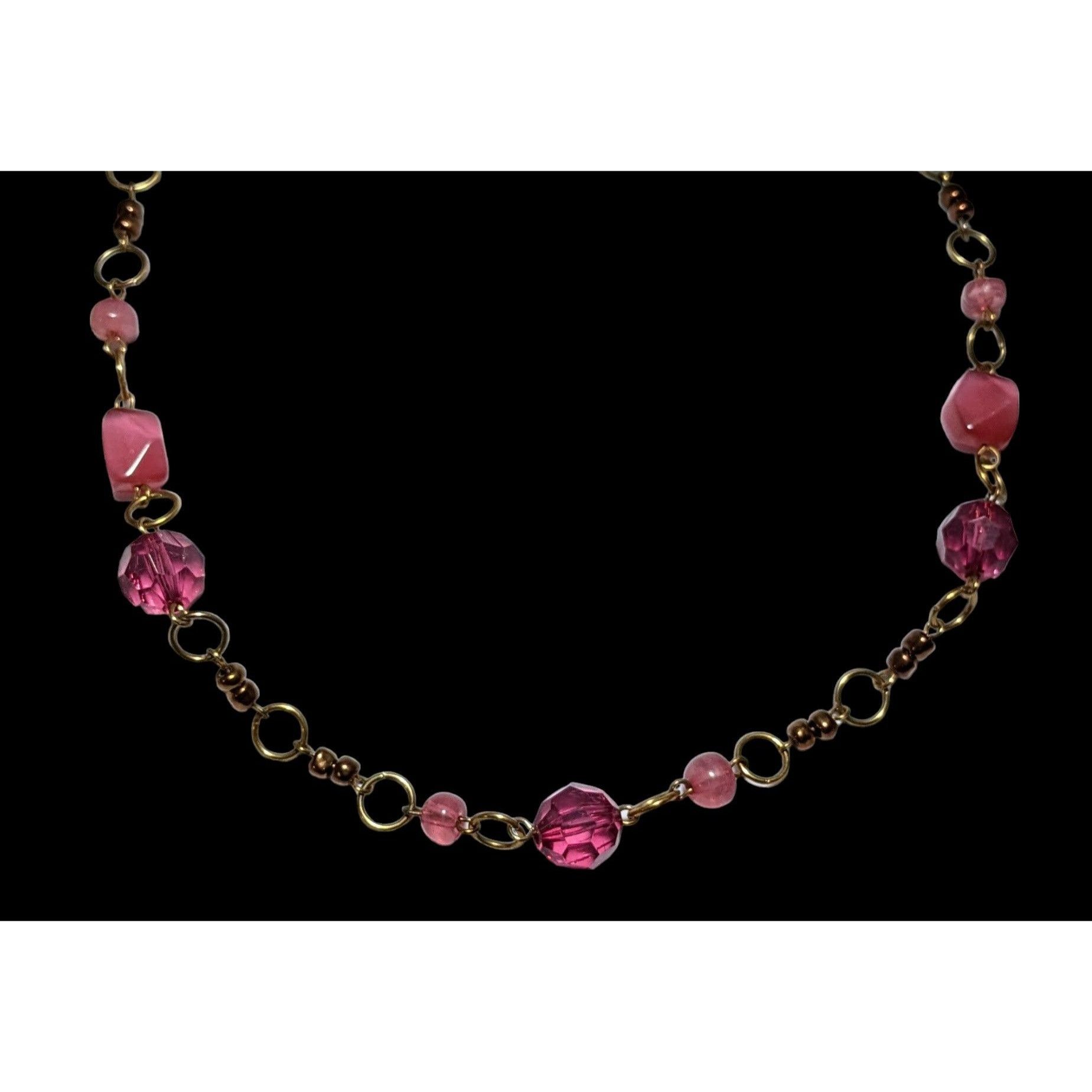 Other Pink And Gold Abstract Beaded Gem Necklace Size ONE SIZE - 2 Thumbnail
