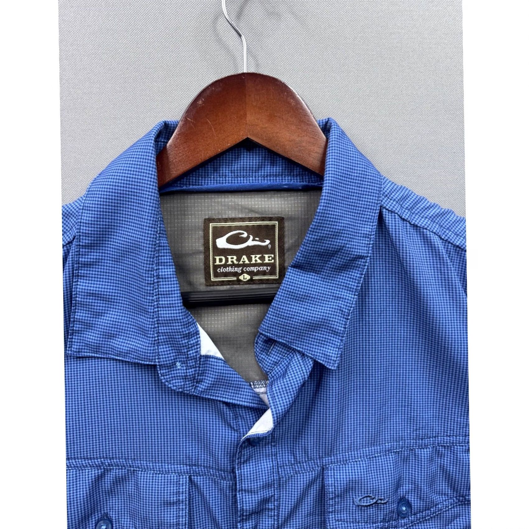 Vintage Drake Clothing Company Blue Gingham Short Sleeve Button Up Shirt Men L Size US L / EU 52-54 / 3 - 3 Thumbnail