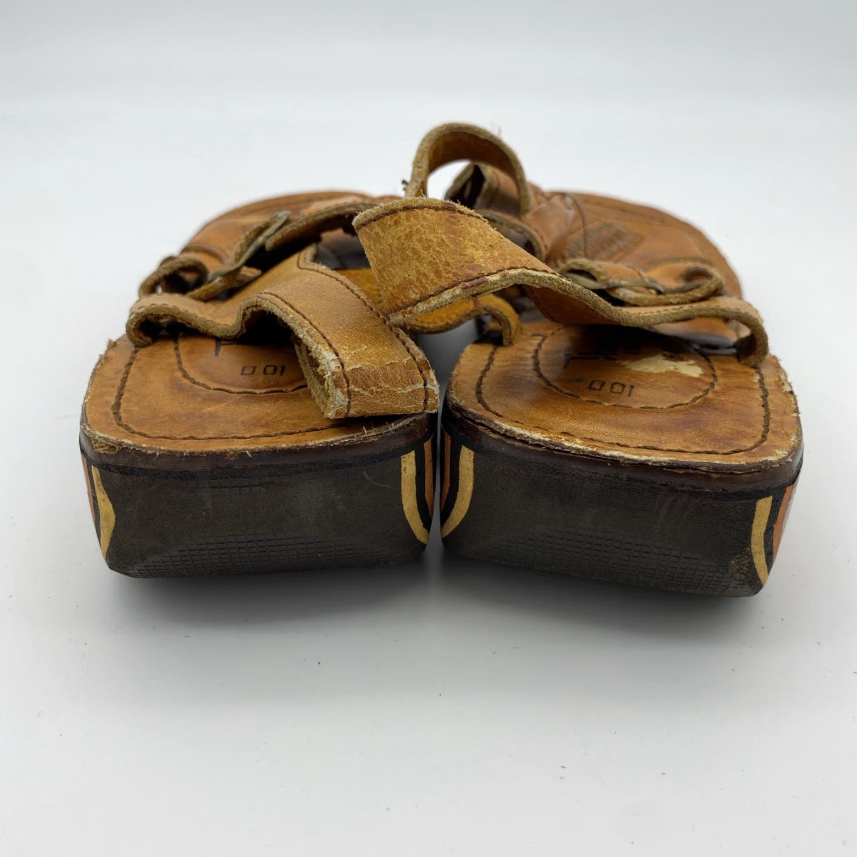 Etro VINTAGE Thom McAn 70s Woodworks Clogs Women’s Leather Woven Sandals Size 10 Retro Boho Hippie Size US 10 / IT 40 - 5 Thumbnail