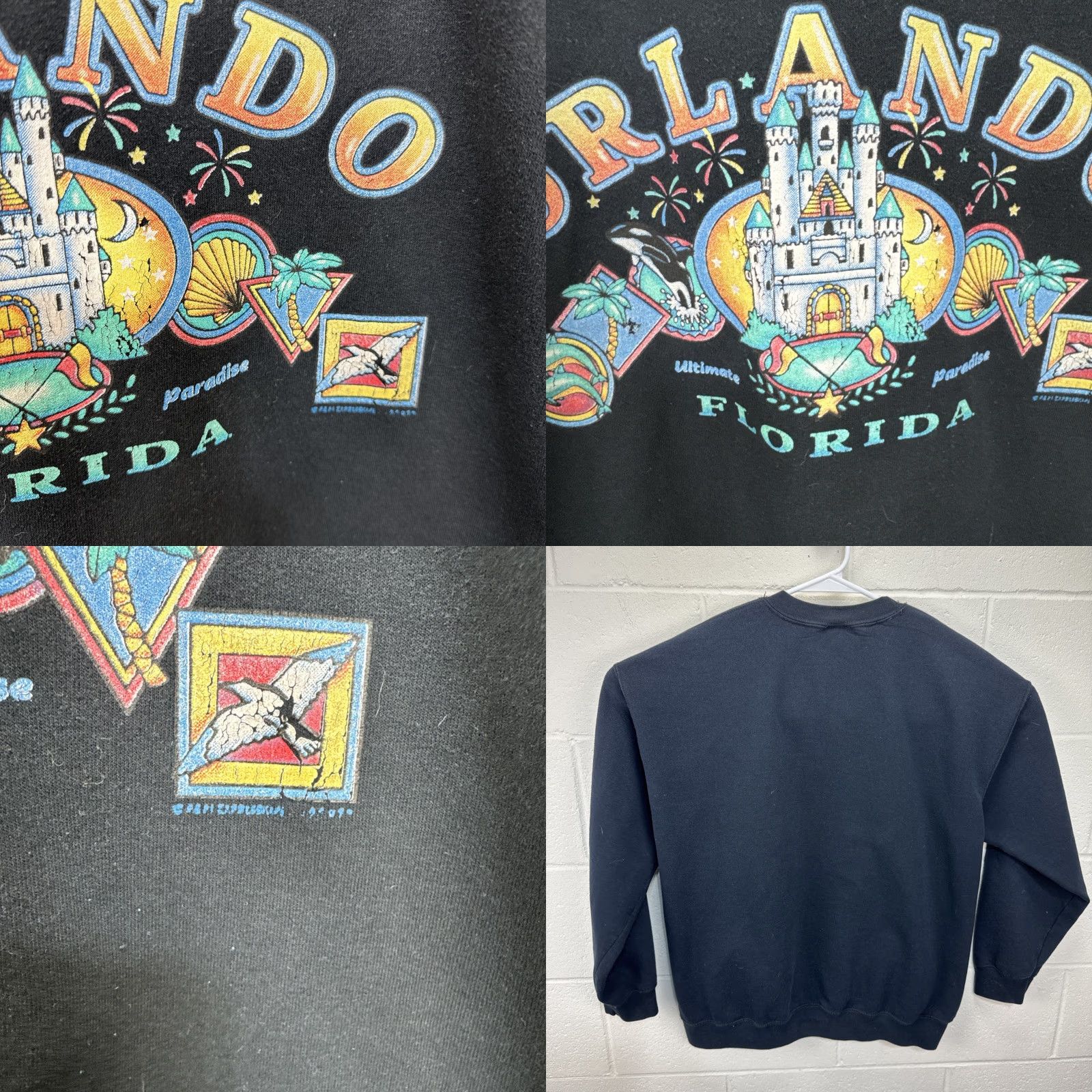Gildan VINTAGE Orlando Florida Sweatshirt L Crew Neck Blue Graphic Print Mickey Mouse 90s Retro Beach Gildan Heavy Blend Unisex Adults Mens Womens Size US L / EU 52-54 / 3 - 9 Thumbnail