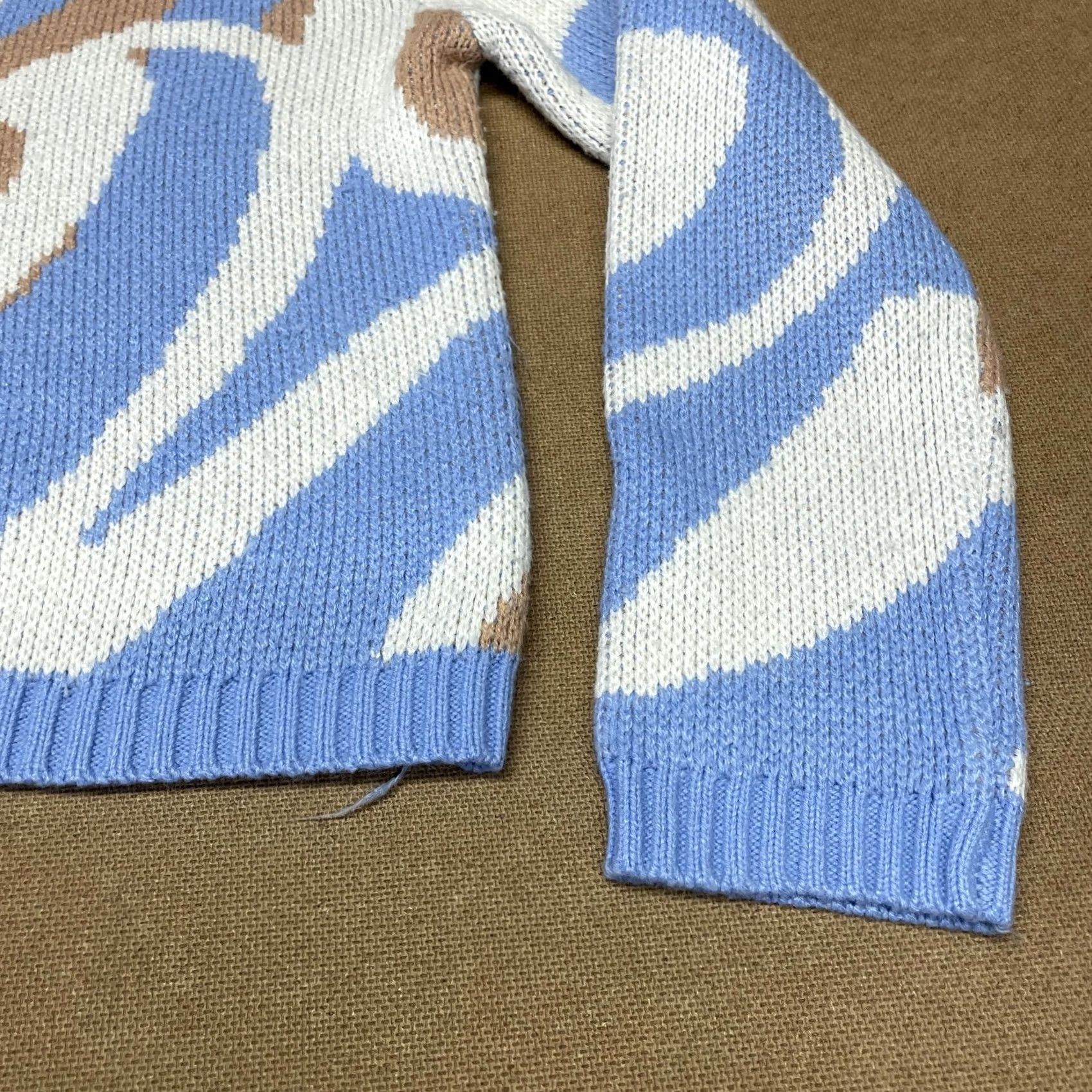 Vintage Full Tilt Sweater Womens Small Blue White Tan Crewneck Knit Abstract Pullover Size M / US 6-8 / IT 42-44 - 3 Thumbnail