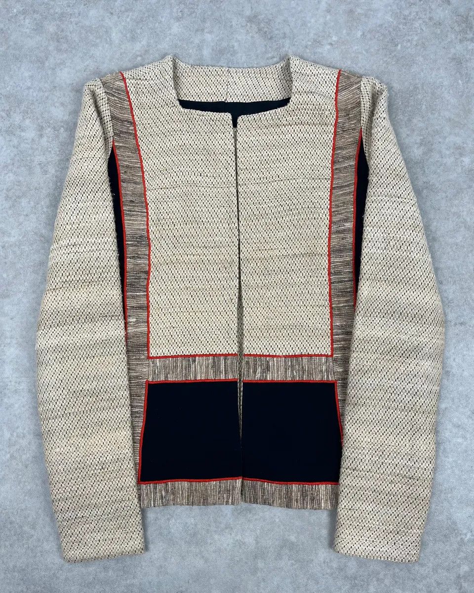 Balenciaga SS2009 Balenciaga Beige Wool Contrast Pocket Light Blazer Jacket Size XS / US 0-2 / IT 36-38 - 1 Thumbnail