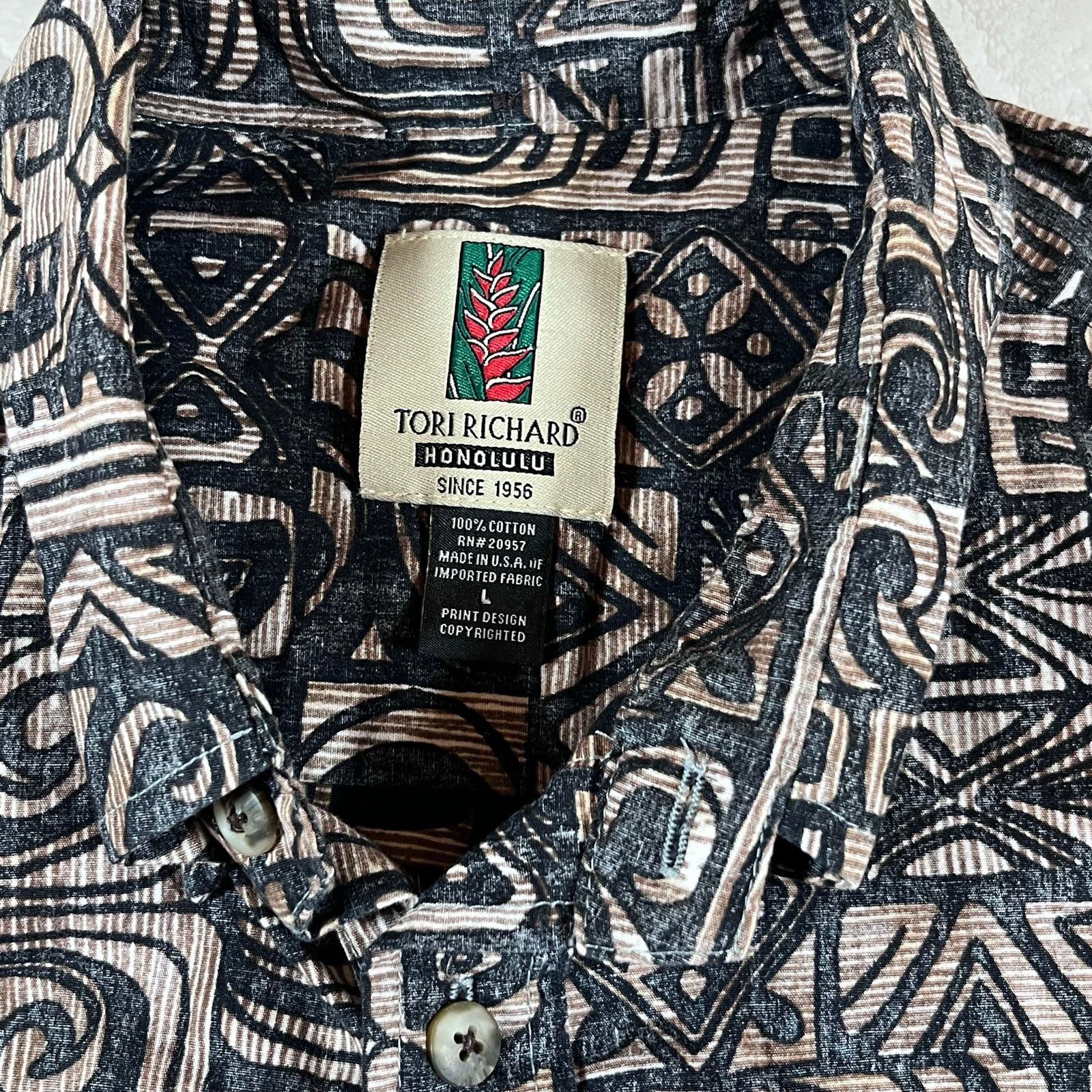 Tori Richard Tori Richard Hawaiian Tribal Pattern Beach Summer 1/4 Brown Size US L / EU 52-54 / 3 - 2 Thumbnail