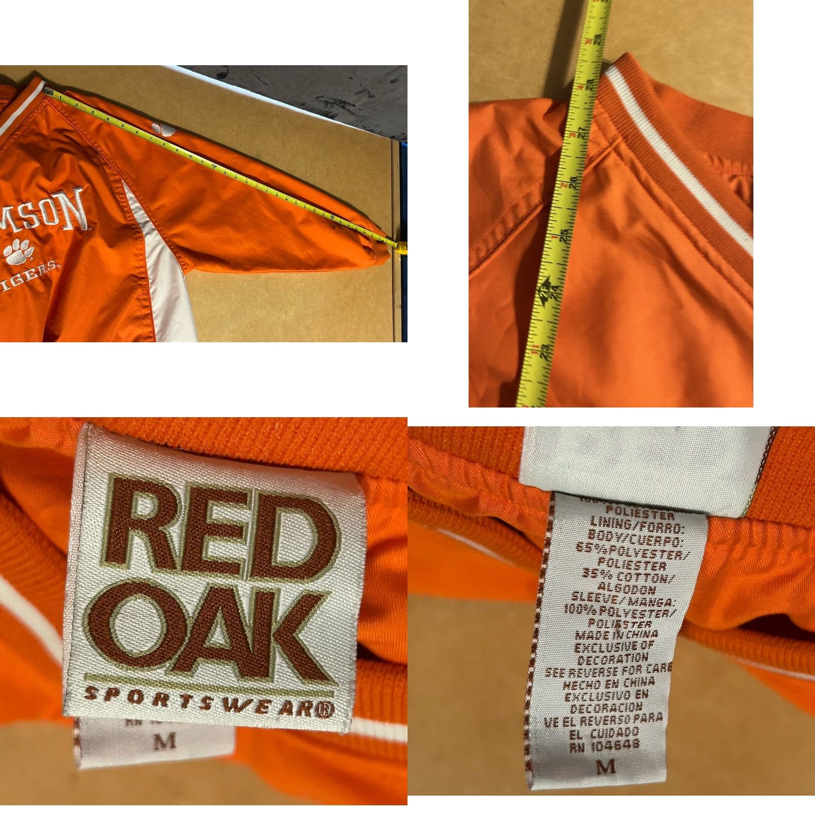 Vintage VTG Clemson Tigers Pullover Windbreaker Adult Medium Orange Red Oak Sportswear Size US M / EU 48-50 / 2 - 10 Thumbnail