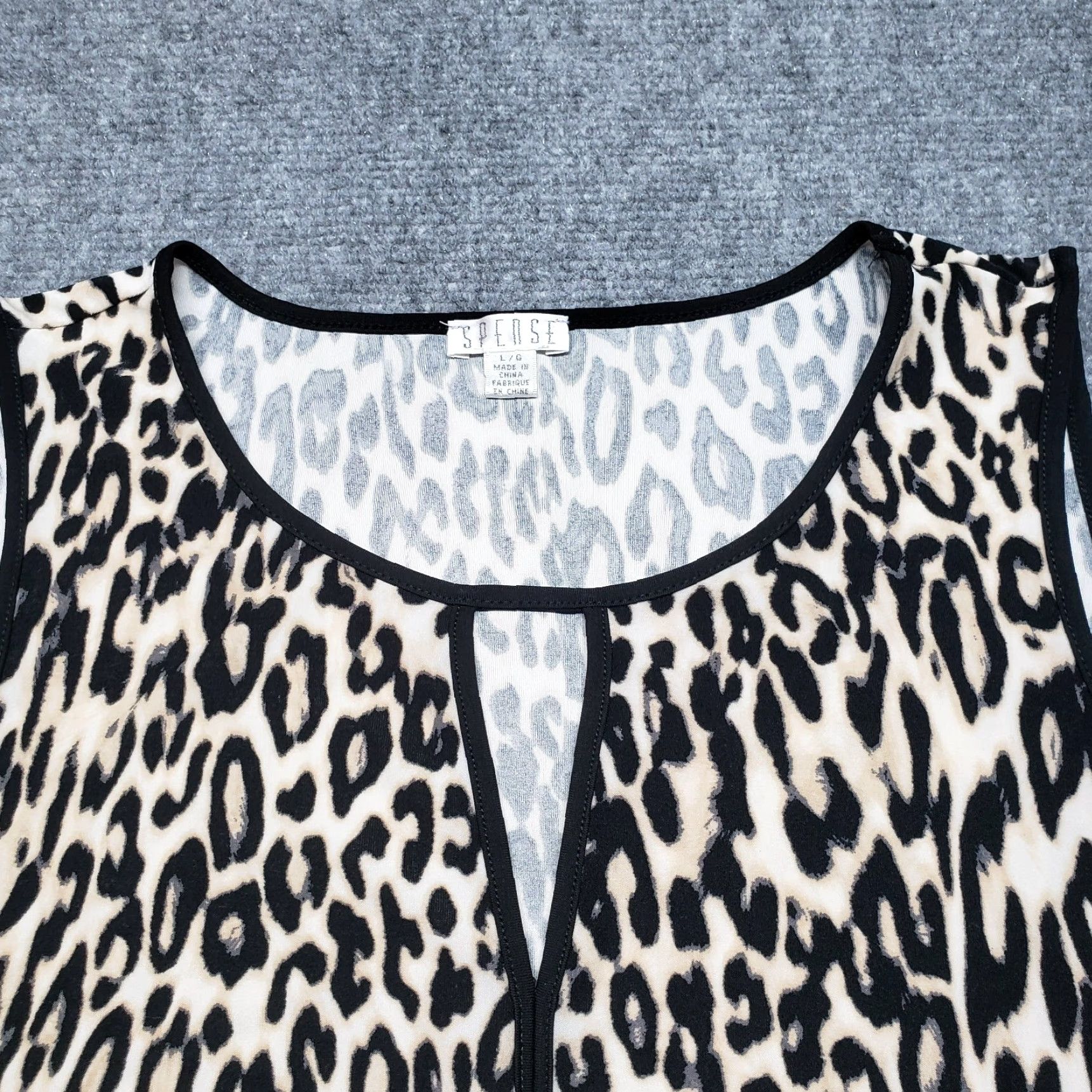 Vintage Spense Tank Top Womens L White Black Leopard Print Boat Neck Sleeveless Pullover Size L / US 10 / IT 46 - 2 Thumbnail
