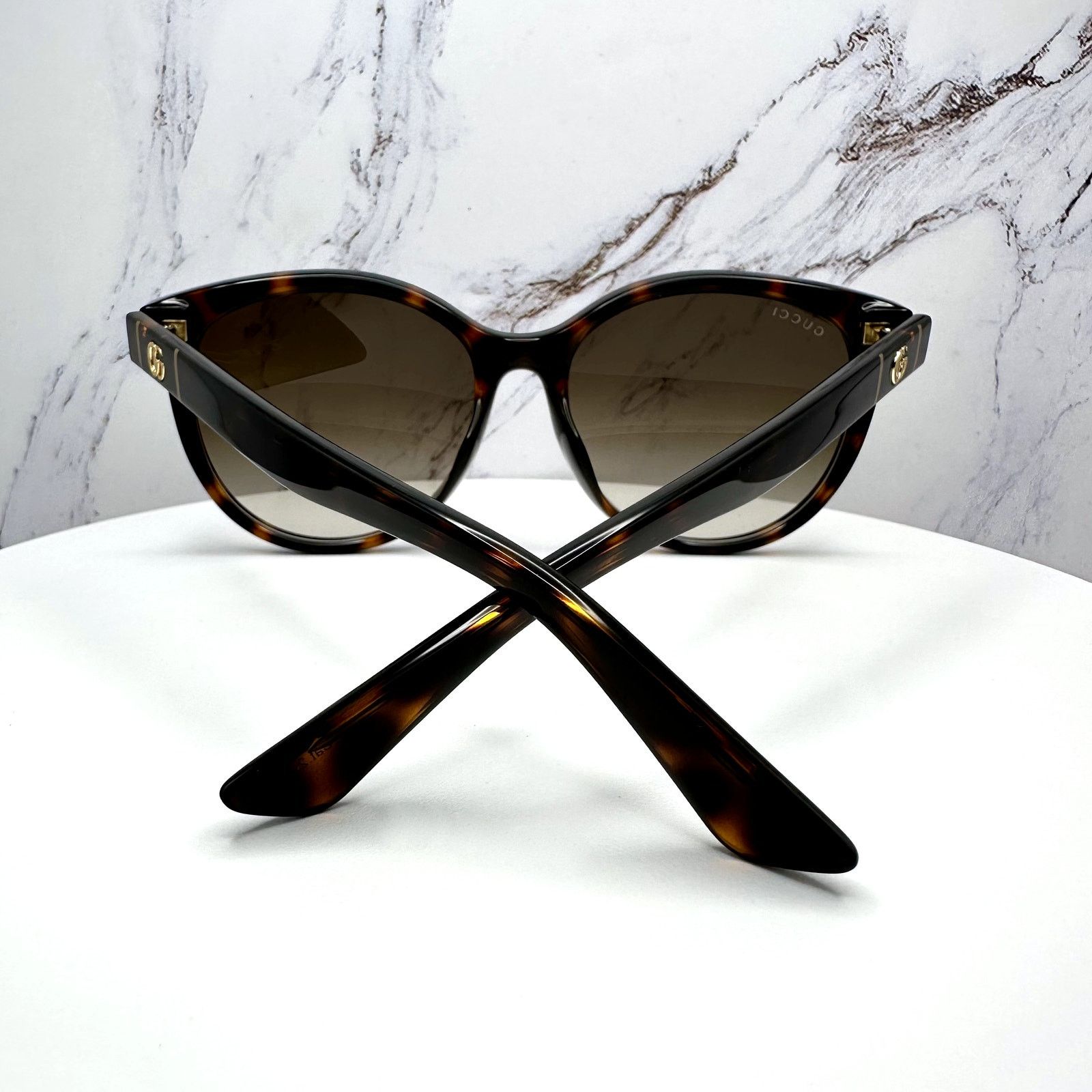 Gucci New GUCCI Sunglasses 56mm Brown Tortoise Round Gold Metal Size ONE SIZE - 16 Thumbnail