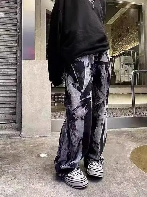 Jean Tie Dye Washed Straight Wide Leg Pants Size US 31 - 1 Thumbnail