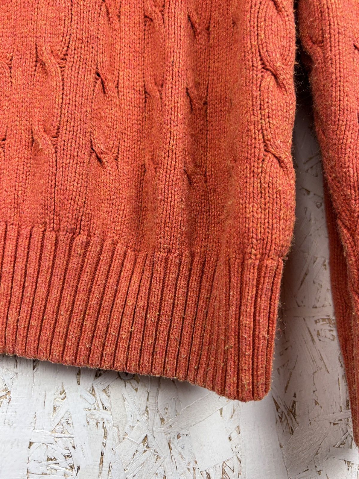 Polo Ralph Lauren Polo By Ralph Lauren 100% Silk Cable Knit Sweater In Orange Size US XL / EU 56 / 4 - 4 Thumbnail