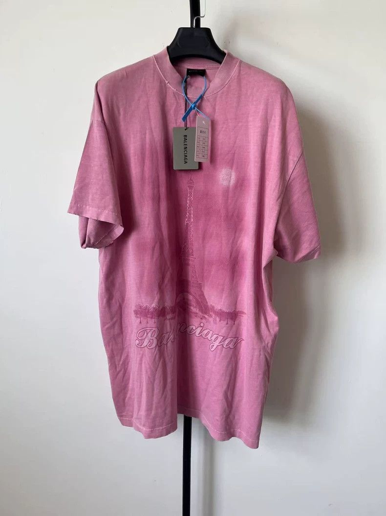 Balenciaga Balenciaga Pink Letter Print Short Sleeve T-shirt - dmc Size US M / EU 48-50 / 2 - 1 Thumbnail