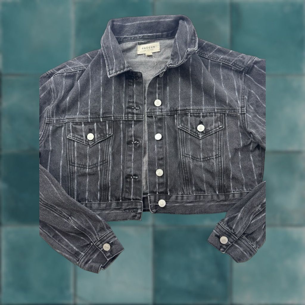 Pacsun Pacsun Denim Jacket Womens M/L Black Striped Pinstriped Cropped Casual Jacket Pocket Size M / US 6-8 / IT 42-44 - 1 Thumbnail