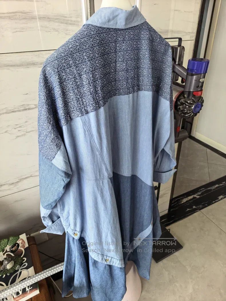 Loewe Loewe Denim Shirt Dress with Full Logo on Back Size XXS / US 00 / IT 34 - 6 Thumbnail