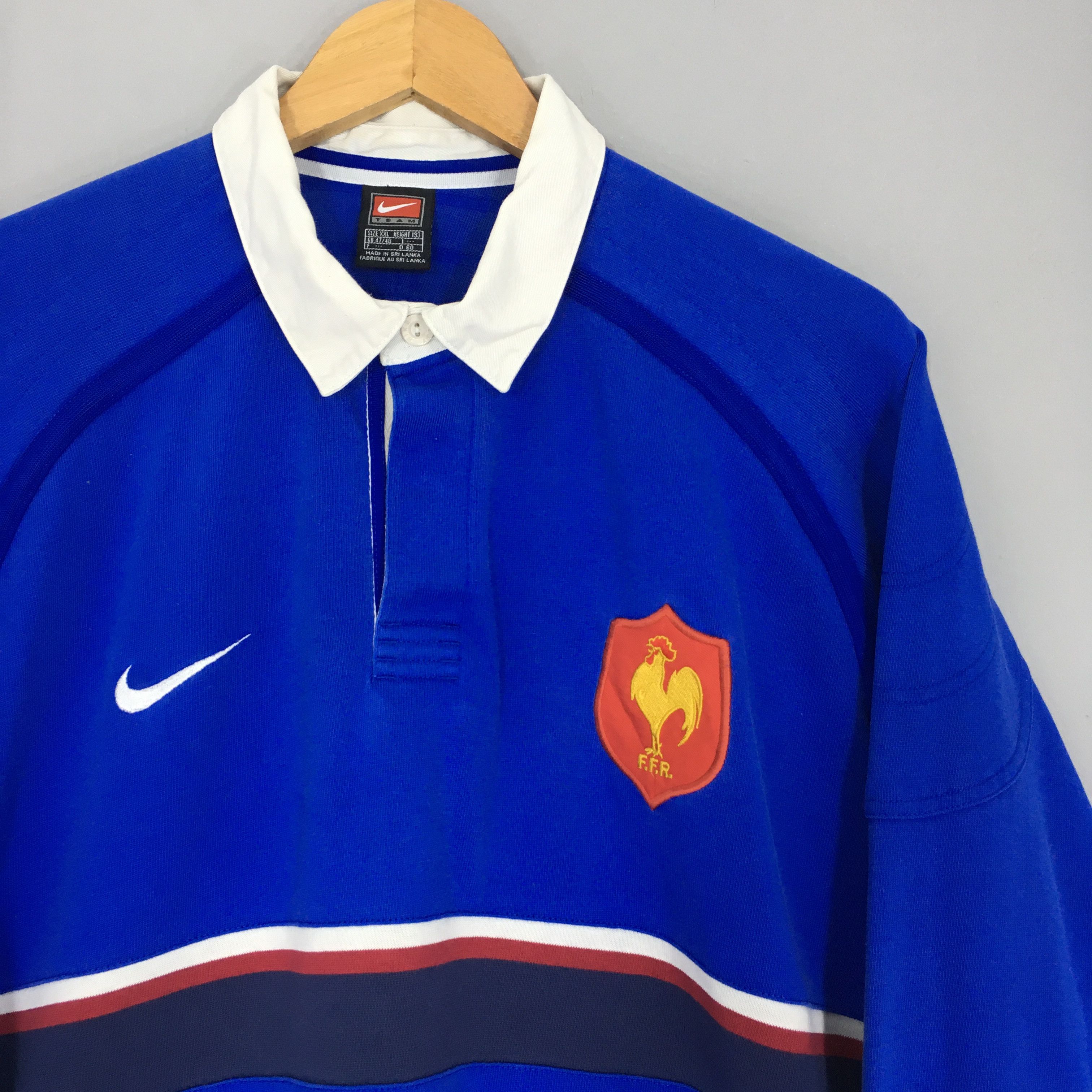 Nike Vintage Nike France Home Rugby Polo Shirt XXLarge Size US XXL / EU 58 / 5 - 2 Thumbnail