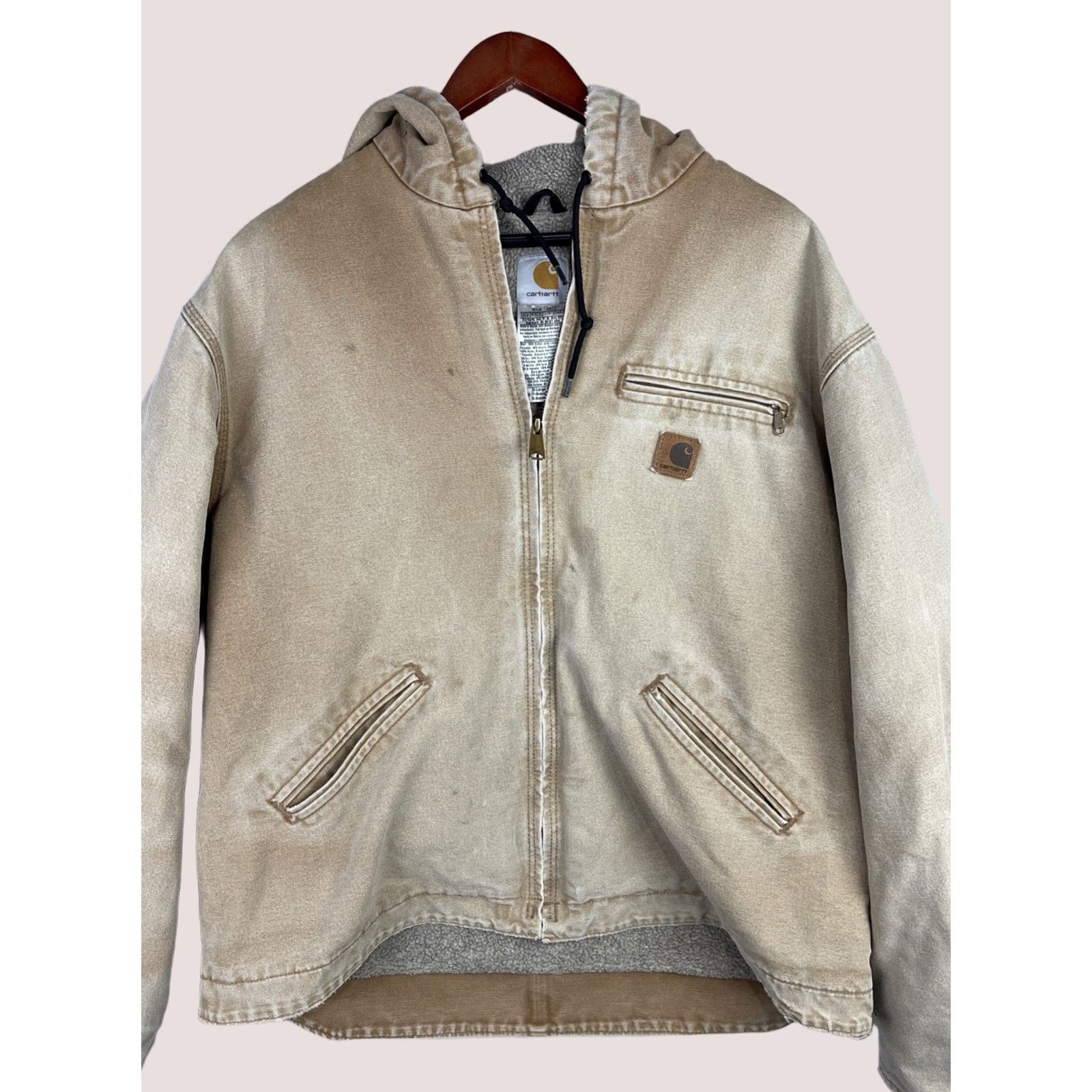 Carhartt VINTAGE Carhartt Jacket Mens XL Brown Sherpa Lined Hooded Coat Workwear Zip Up J141 BRN Size US XL / EU 56 / 4 - 1 Thumbnail