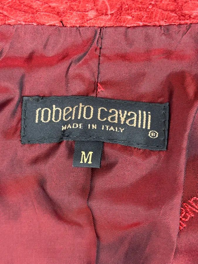 Roberto Cavalli AW2000 Roberto Cavalli Bordeaux Leather Crocodile Embossed Leather Jacket Size S / US 4 / IT 40 - 10 Thumbnail