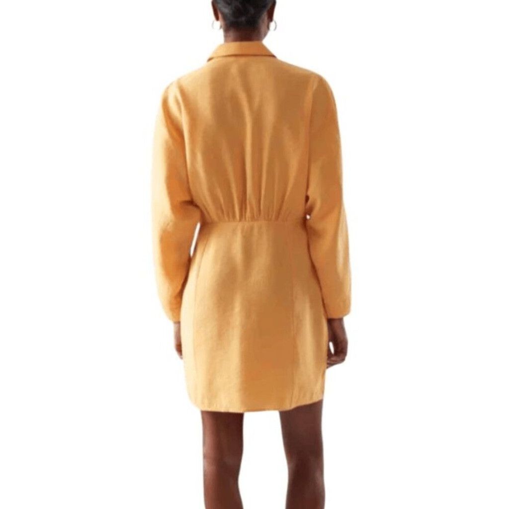 Cos COS Gathered Button Down Light Orange Shirt Dress Size 2 Size XS / US 0-2 / IT 36-38 - 2 Thumbnail