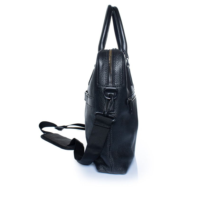 Hugo Boss Hugo Boss, grained leather laptop bag in black Size ONE SIZE - 2 Thumbnail