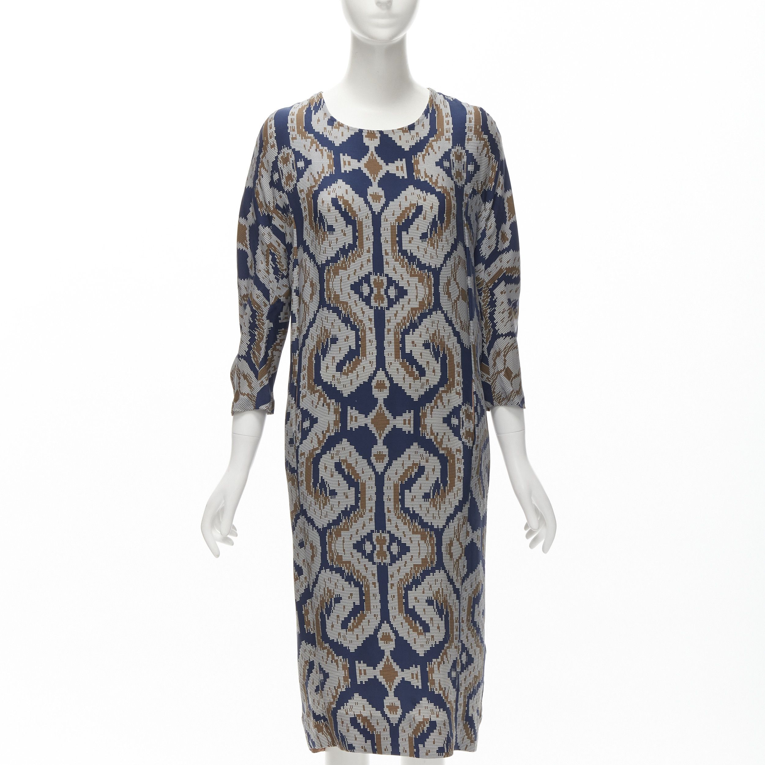 By Malene Birger BY MALENE BIRGER blue grey ethnic round crew neck midi dress FR36 S Size S / US 4 / IT 40 - 1 Thumbnail
