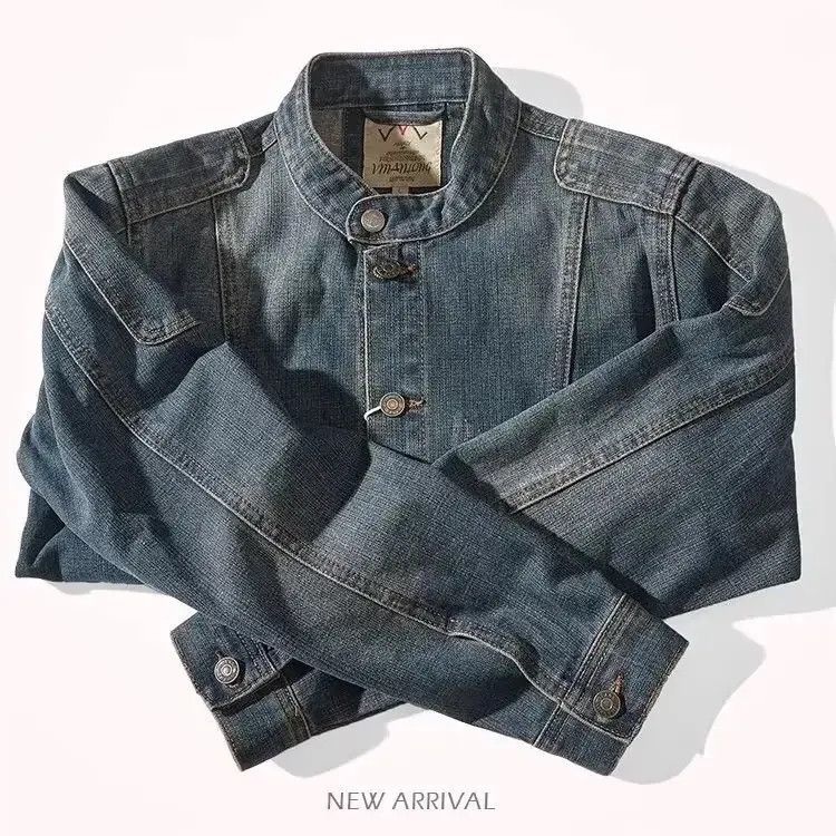 Japanese Brand × The Unbranded Brand Stand Collar Distressed Denim Jacket Size US L / EU 52-54 / 3 - 2 Thumbnail