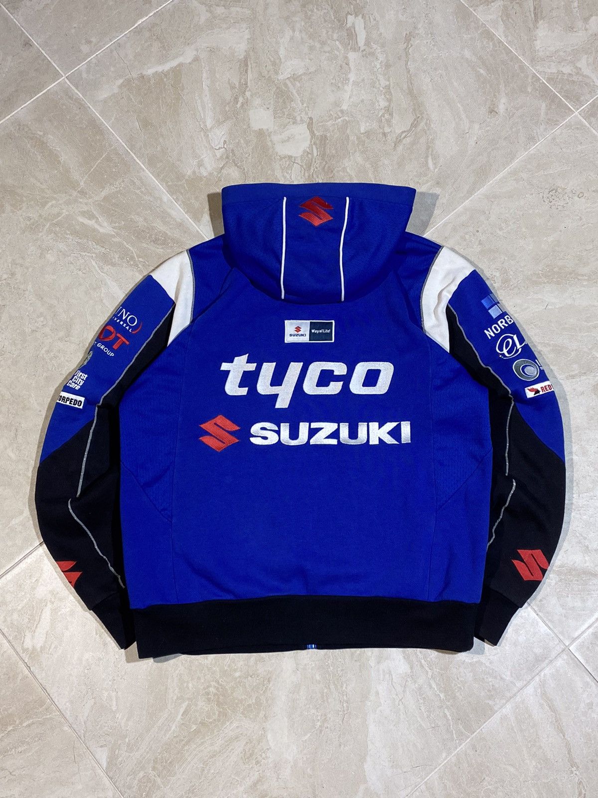Pre-owned Racing Suzuki Hype Y2k Streetwear  Style Zip Hoodie In Blue
