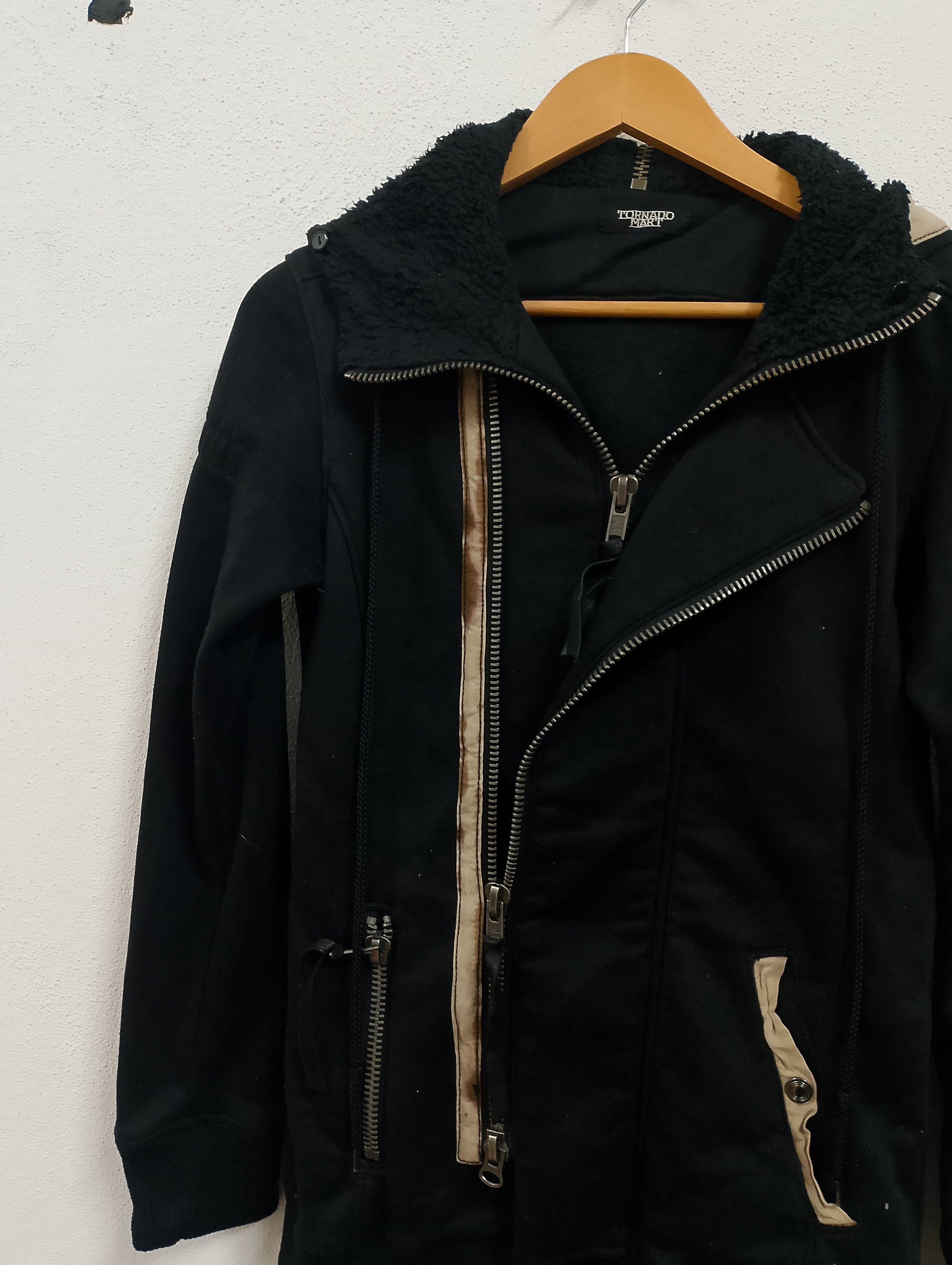 Tornado Mart Tornado Mart Asymmetrical Zip Hoodie - Black Fleece-Lined Size US S / EU 44-46 / 1 - 2 Thumbnail
