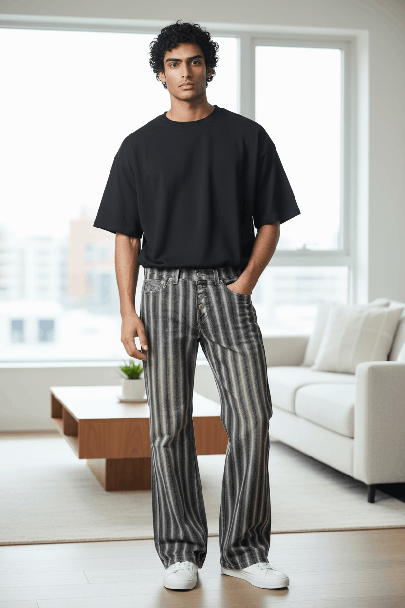 Tornado Mart 🔥TORNADO MART Shadow Stripes Poly-Coat Cotton ULTRA FLARE Size US 30 / EU 46 - 3 Thumbnail