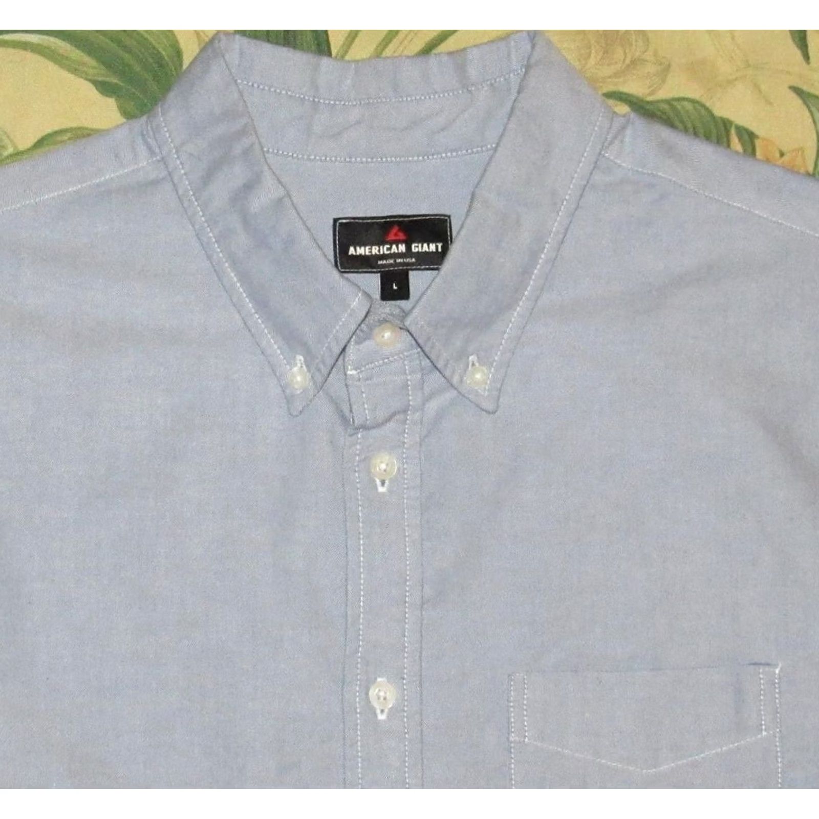 Vintage AMERICAN GIANT Blue Long Sleeve Button Down Shirt Large Mens XS? Size US L / EU 52-54 / 3 - 2 Thumbnail