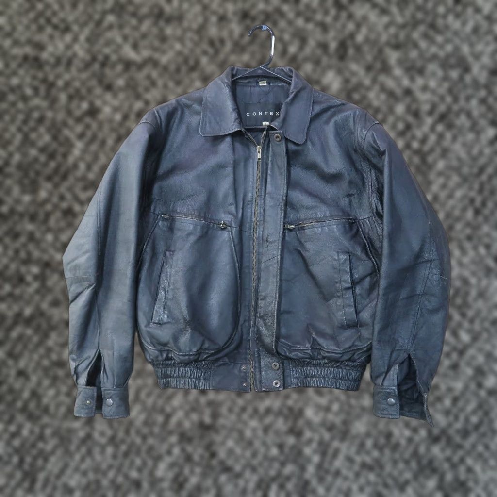 Vintage VINTAGE CONTEXT Leather Coat Jacket Men Medium Full Zip Insulated Black Size US M / EU 48-50 / 2 - 1 Thumbnail