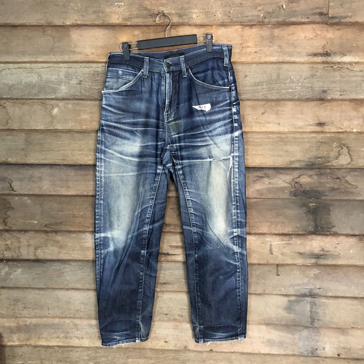 Japanese Brand Uniqlo Jeans Blue faded Distressed Denim Pants #7328 Size US 27 - 1 Thumbnail