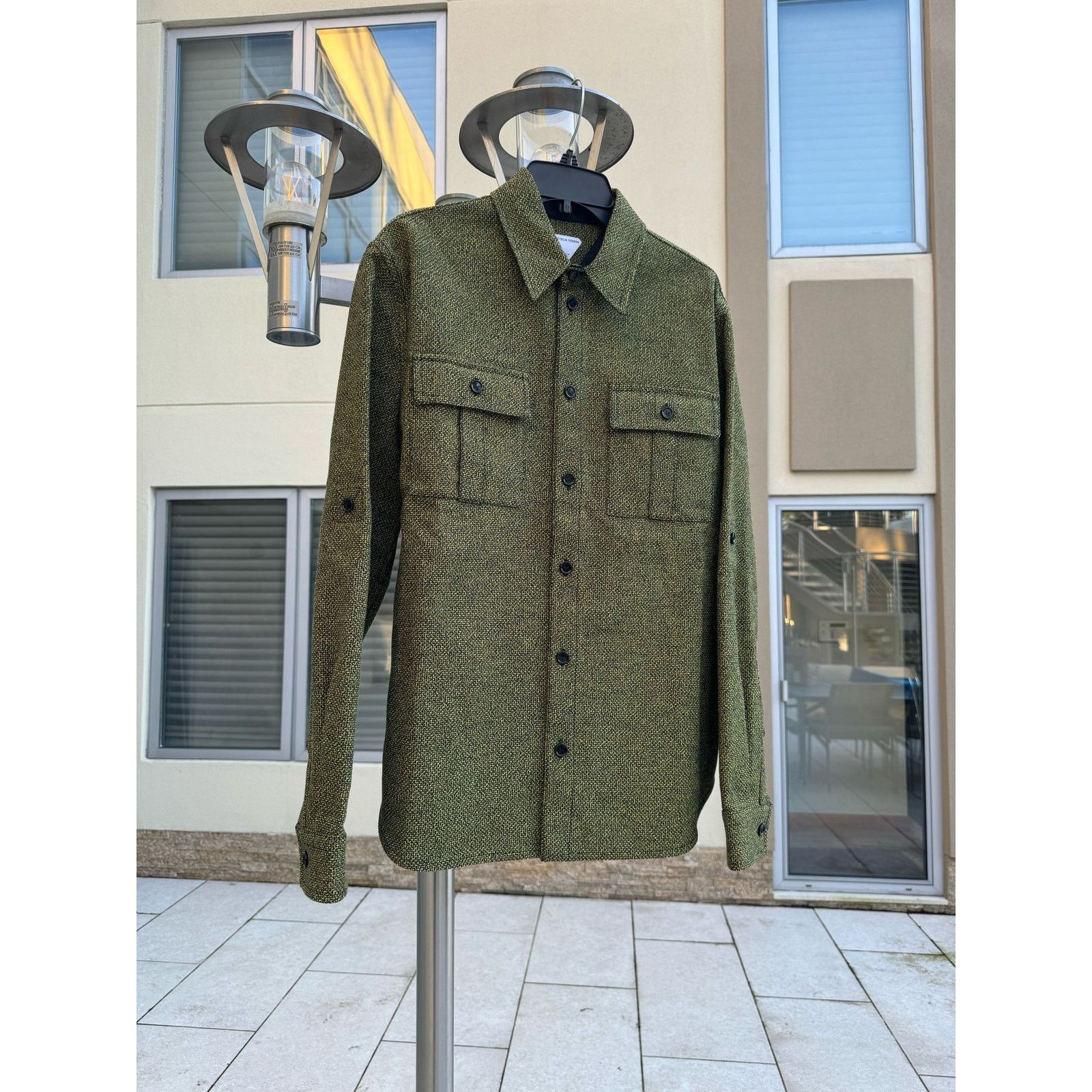 Bottega Veneta o1rshd1 Textured Cotton Mouline Shirt in Black/Yellow Size US M / EU 48-50 / 2 - 12 Thumbnail