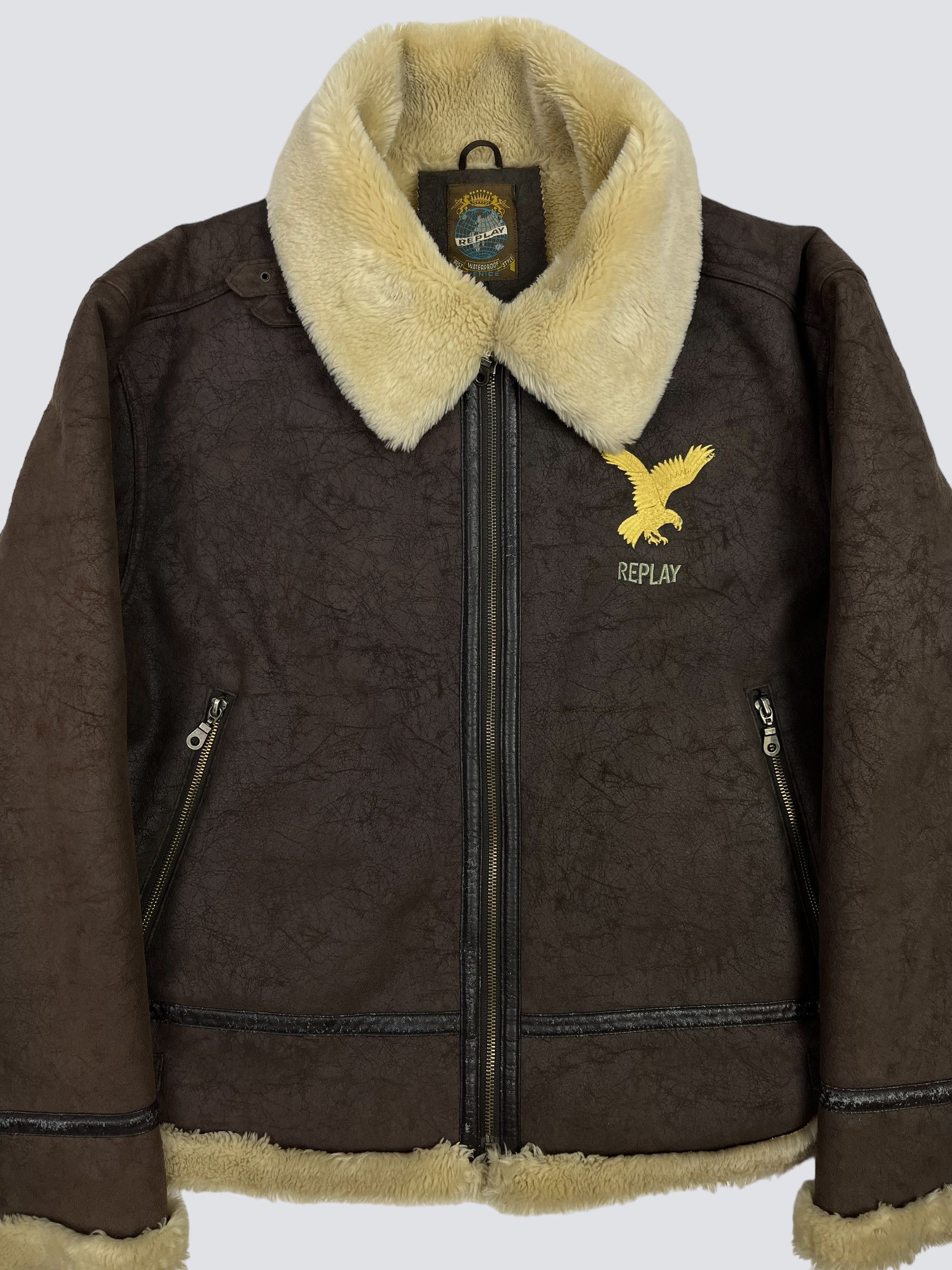 Replay 1980s B3 VELOUR SHERPA FLIGHT AVIATOR COAT JACKET - № 2004 Size US XL / EU 56 / 4 - 2 Thumbnail