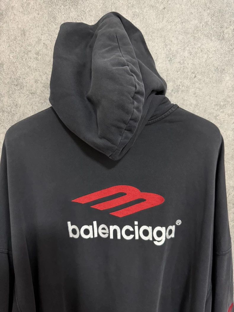 Balenciaga Balenciaga Black and Red 3Bsports Vintage Hoodie Size US XL / EU 56 / 4 - 6 Thumbnail