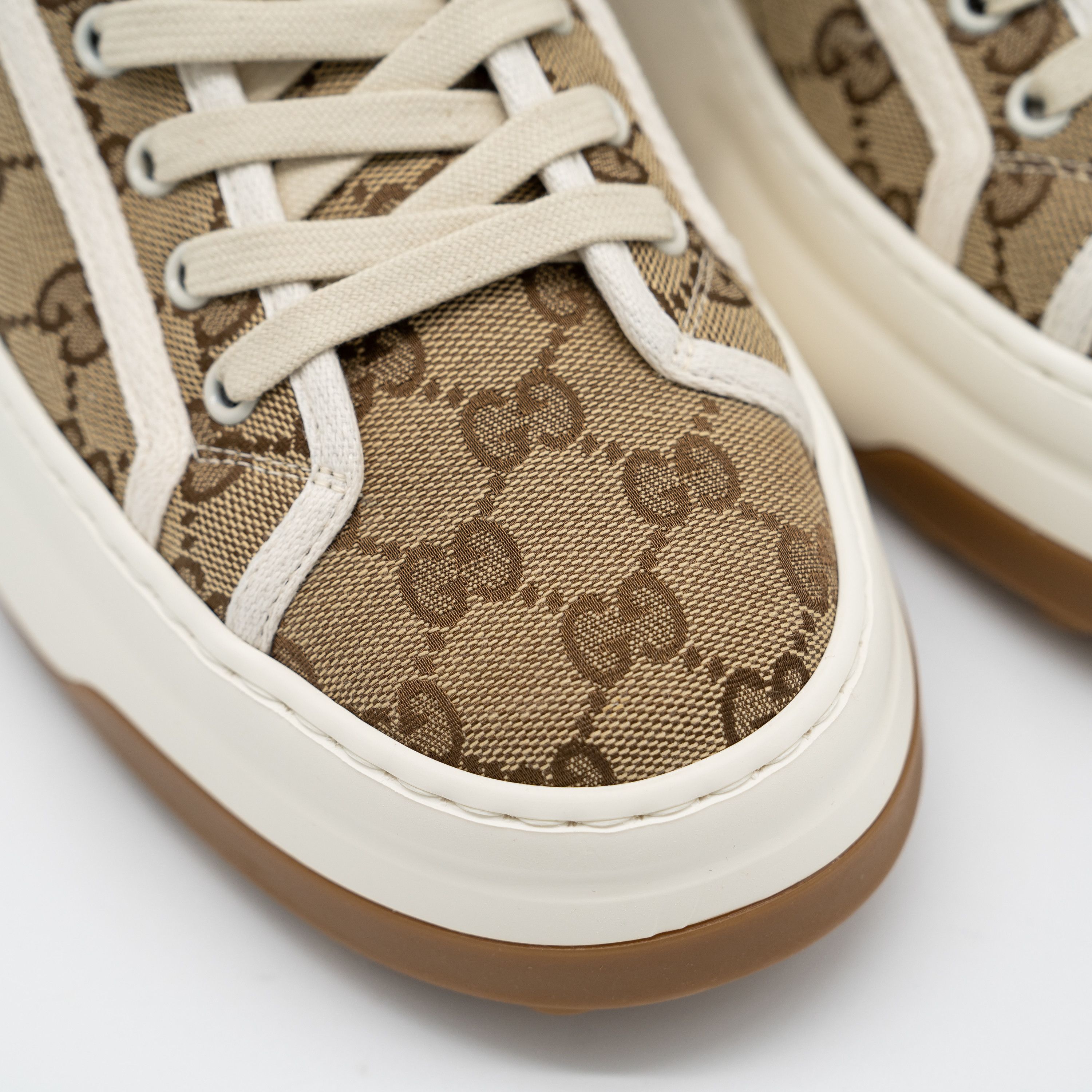Gucci Gucci Tennis Platform GG Canvas Beige Brown Sneakers High Size US 11 / EU 44 - 7 Thumbnail