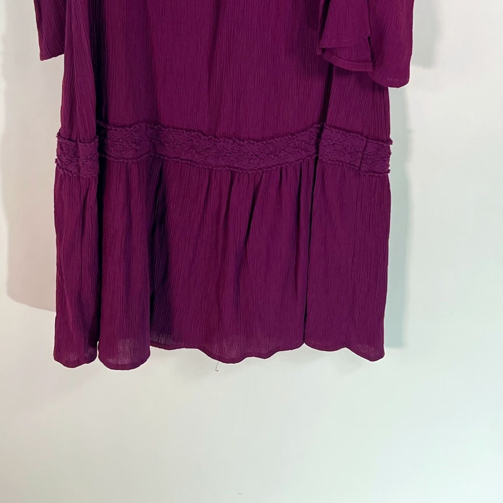 Vintage Terra & Sky Womens Cold Shoulder Sleeves Peasant Plum Purple Dress 1X 16W-18W Knee Length Sleeved Solid Purple Dress Womens Size XL / US 12-14 / IT 48-50 - 6 Thumbnail
