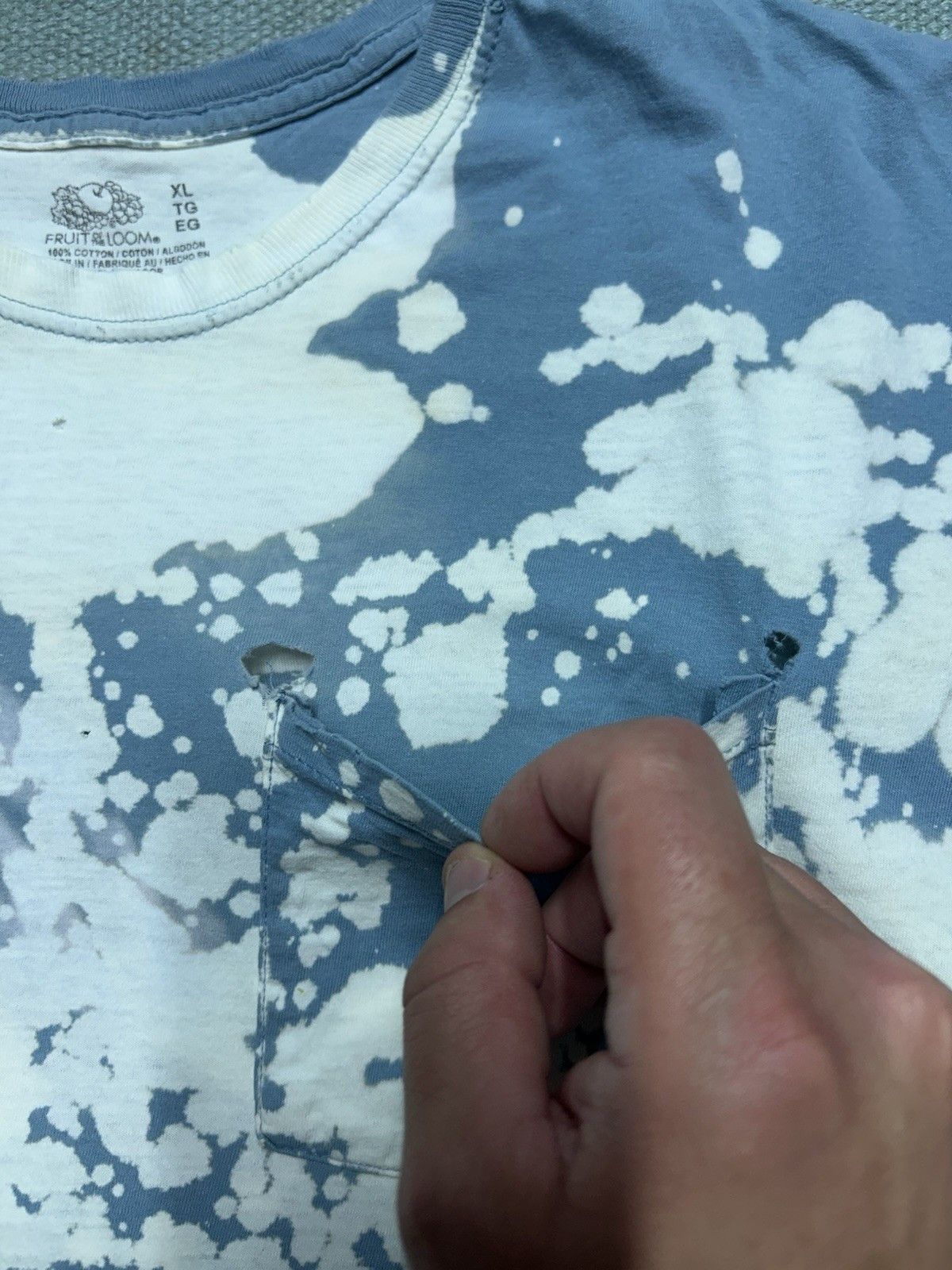 Fruit Of The Loom Fruit of loom pocket t shirt blank bleach tie dye cotton XL Size US XL / EU 56 / 4 - 4 Thumbnail