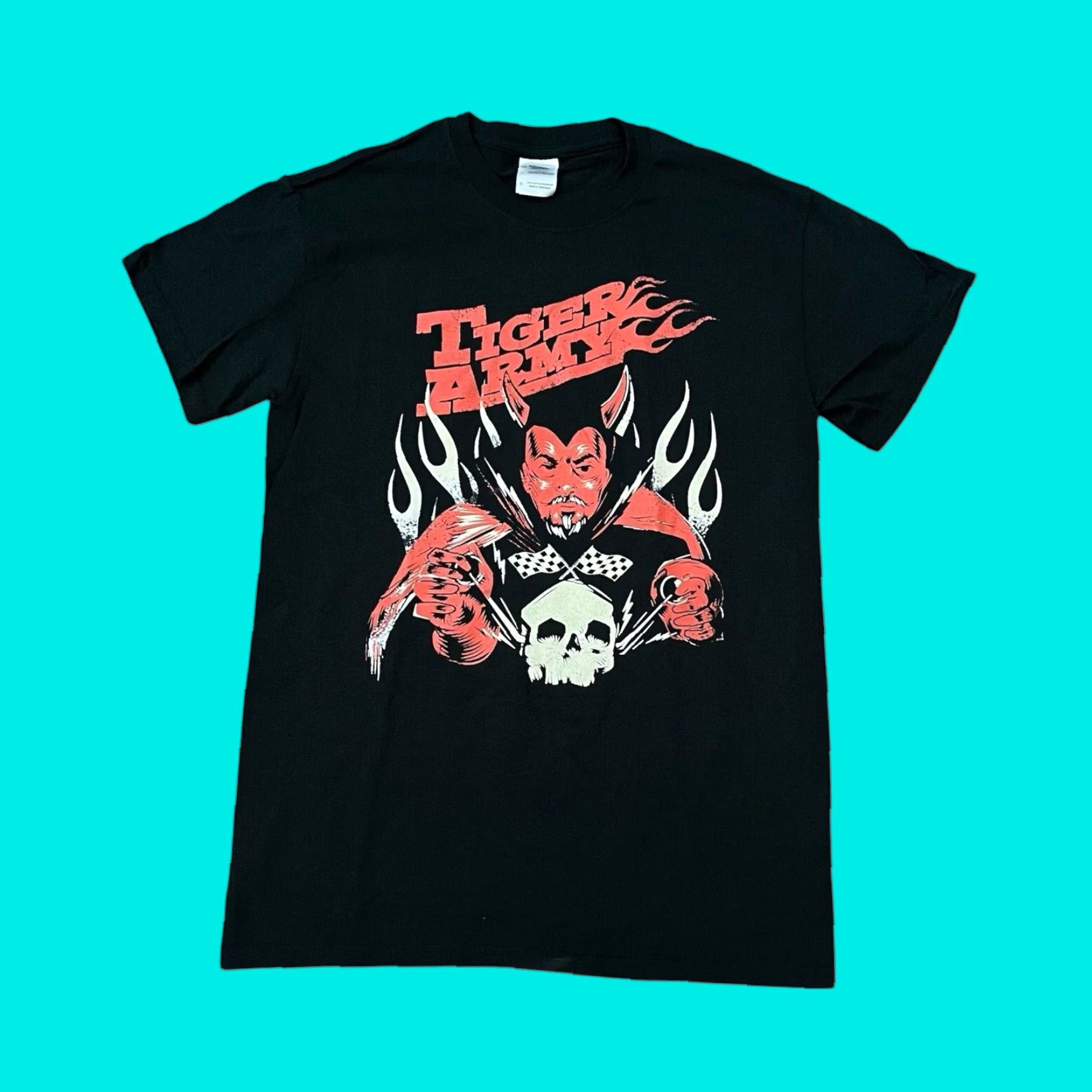 Gildan VINTAGE Tiger Army Band T-Shirt Small Black 90s Psychobilly Punk Rock Mens Size US S / EU 44-46 / 1 - 1 Thumbnail