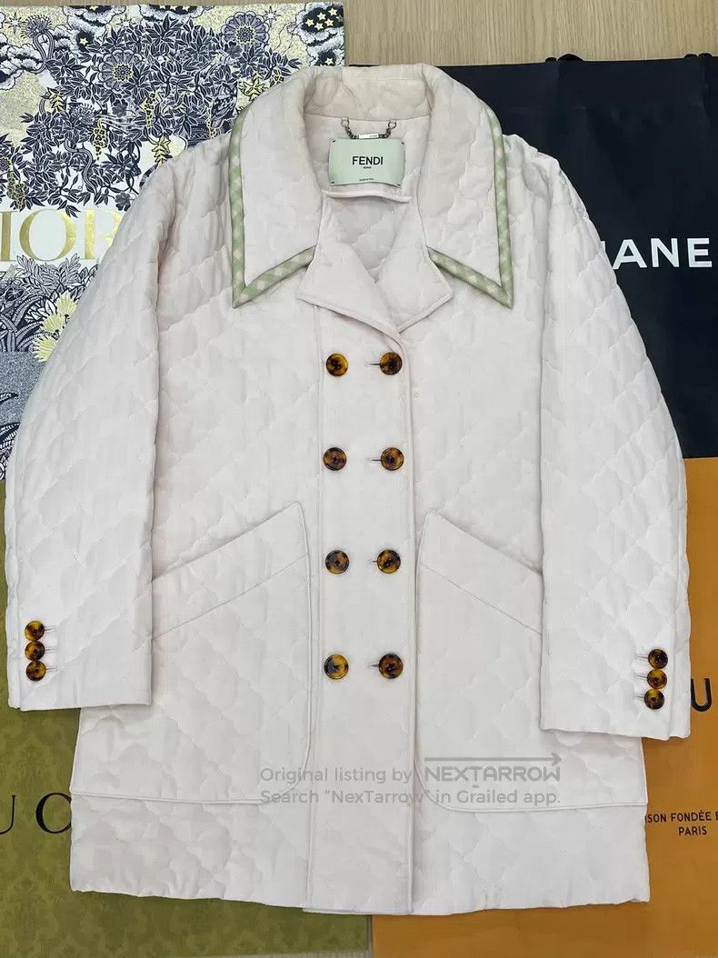 Fendi Fendi Pink Double-Breasted Cotton Jacket Size XXS / US 00 / IT 34 - 1 Thumbnail