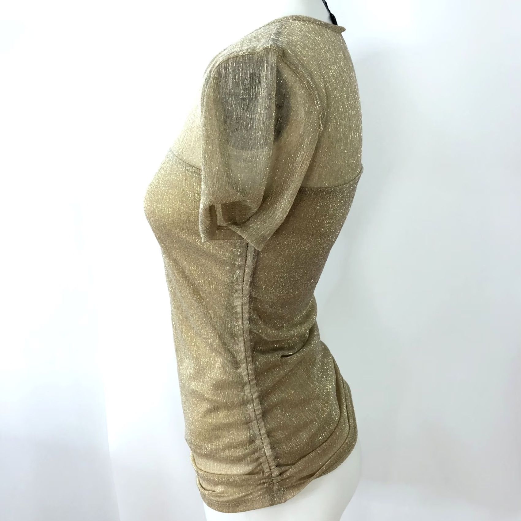 DKNY DKNY XS Metallic Ruched Pullover Top T-Shirt Black Gold MINT Casual Womens XS Pullover Shirt Size XS / US 0-2 / IT 36-38 - 3 Thumbnail