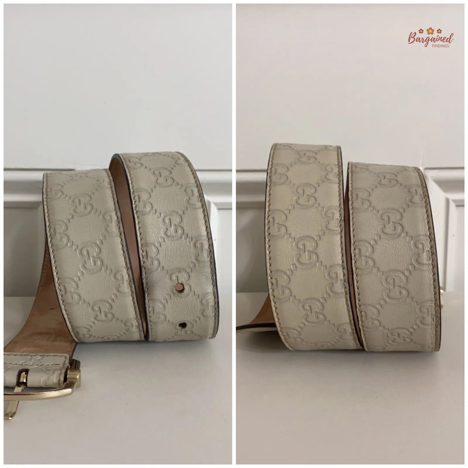 Gucci Gucci GG Embossed Signature Leather Gold Pin Buckle Belt Size 30 - 6 Thumbnail