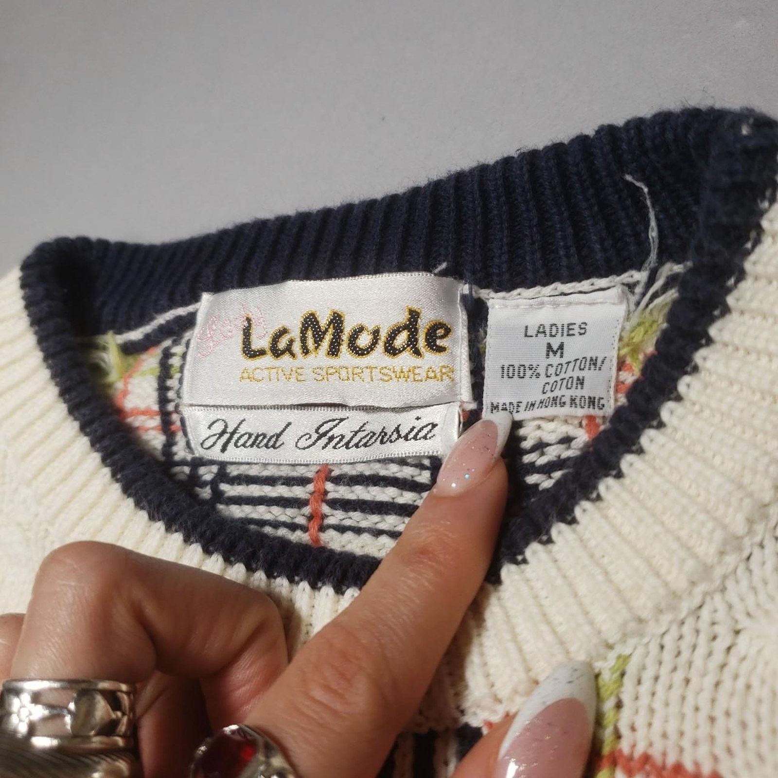 Vintage Vintage 90S LaMode HAND INTARSIA Woven Plaid Sweater M Size M / US 6-8 / IT 42-44 - 3 Thumbnail