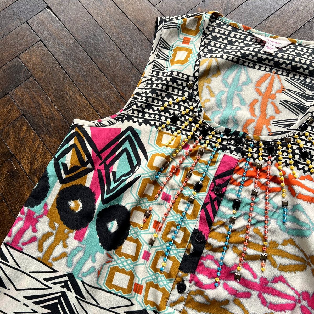 Designer Marisota Women’s Made in India Geometric Tank Top Blouse Size M / US 6-8 / IT 42-44 - 2 Thumbnail