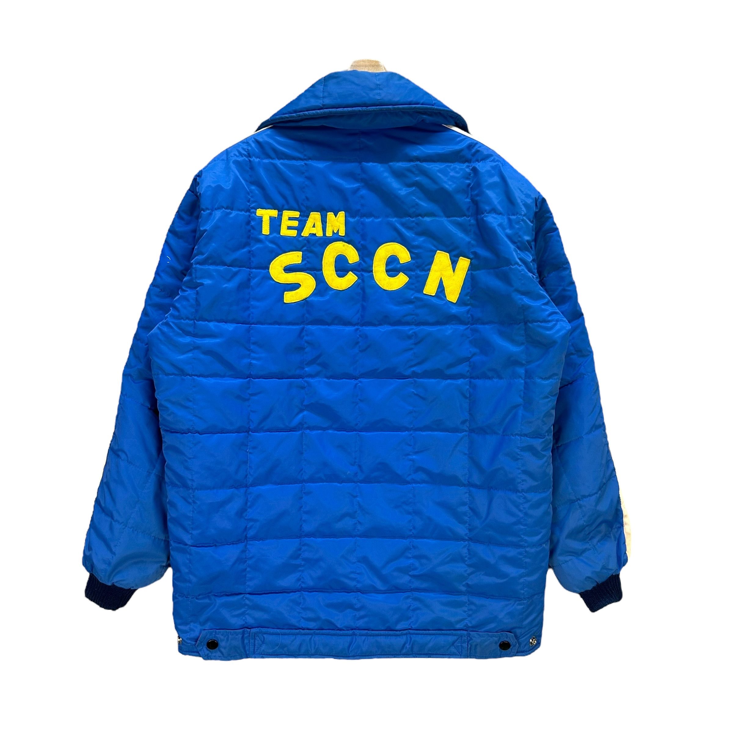 Japanese Brand Vintage 80's Blue Puffer Jacket TEAM SCCN Big Logo #A75-1801 Size US L / EU 52-54 / 3 - 1 Thumbnail