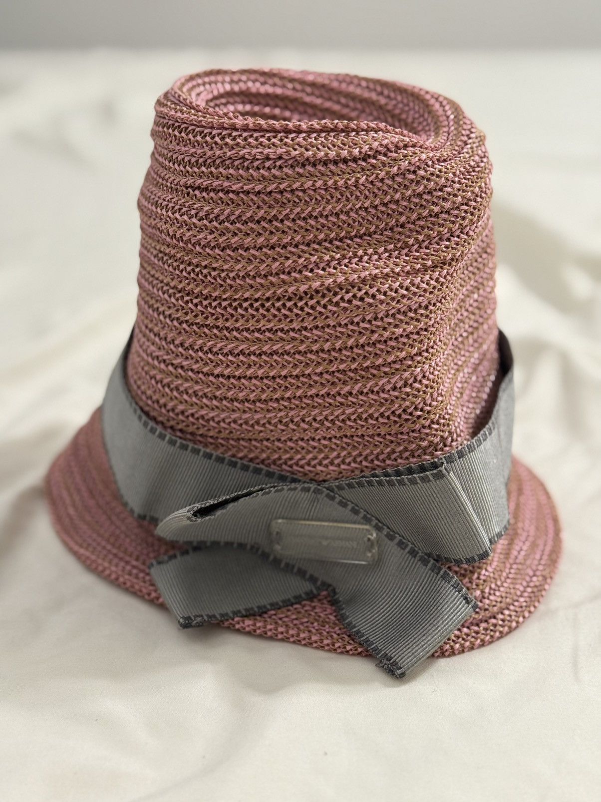 Emporio Armani Emporio Armani women Woven bucket hat with Gray ribbon&a bow Size ONE SIZE - 2 Thumbnail