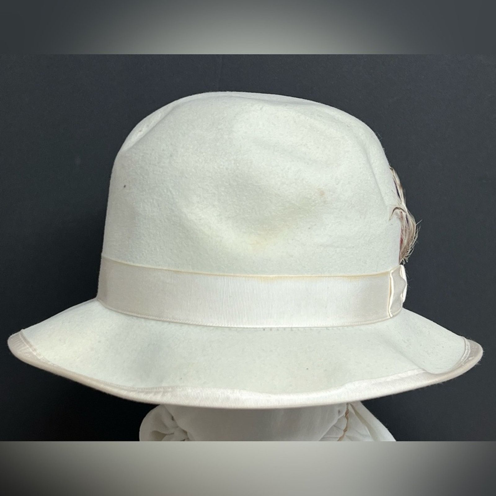Vintage Derby Hat White 100% Wool Park Royal Supreme Made USA RARE Size ONE SIZE - 2 Thumbnail